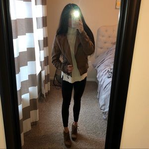 Blu pepper brown leather cropped jacket